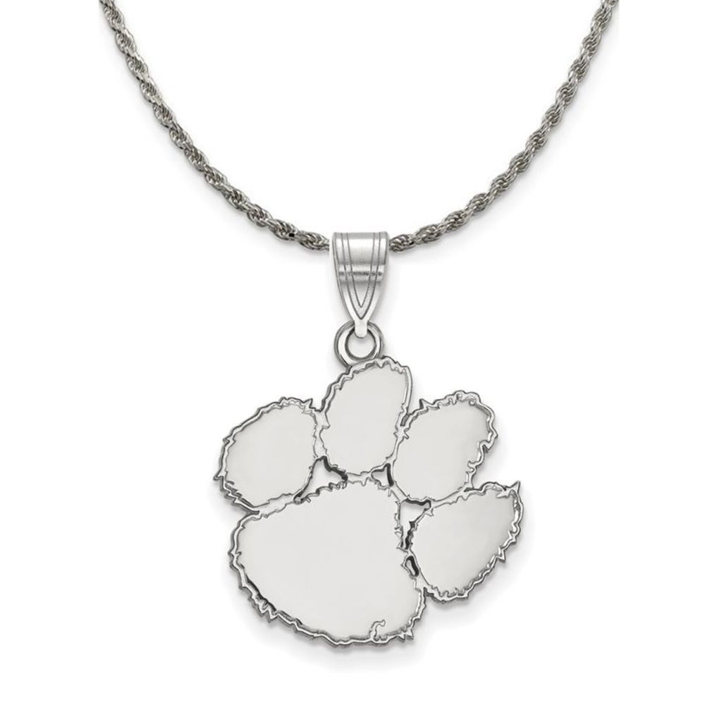 Sterling Silver Clemson U Large Pendant Necklace - 20 Inch